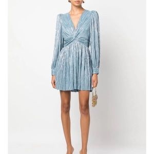 Sabina Musayev V-neck pleated mini dress NWT Sz M